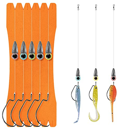 THKFISH Angeln Rigs Texas Rig Vorfachtakelung Vorfächer Vorfachschnur Angelhaken 1/0# Vorgefertigt Texas Rigs Angeln 5 Stück