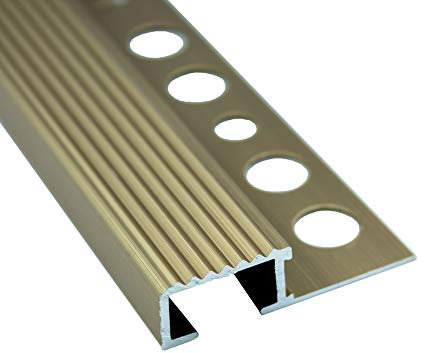 Alu Stufenprofil Fliesenschiene Profil Treppe Schiene L300cm H12mm gold