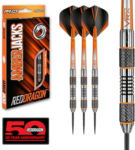 RÖD DRAGON Amberjack 5: 22 g Tungsten Dart-set med flyg och axlar (stammar)