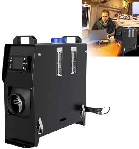 XMTECH 12V 8KW Diesel Standheizung Luftheizung, Luft Dieselheizung, Air Heater Heizung mit Fernbedienung LCD Monitor & Schalldämpfer, für Auto, RV, Boote & Wohnmobil, Schwarz + Fernbedienung
