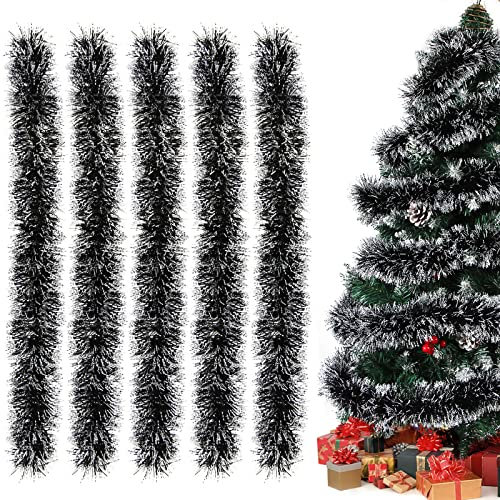 Noël Guirlande Tinsel Le Noir, Lot de 5 Guirlandes Noël, Guirlandes Tinsel Métallique