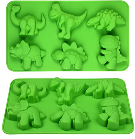 Webake Dino Backform Dinosaurier Kuchenform Silikon Jelly Formen 2 Stück Puddingform Silikonform Pralinenform Schokoladenform für chokolade, Süßigkeit, Gelee, Eiswürfel, Kleine Seife