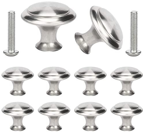 profiwoab 10 Stück knöpfe Silber Möbelknöpfe Schrankknäufe Türknauf Edelstahl Schrankknöpfe silber Matt Runde