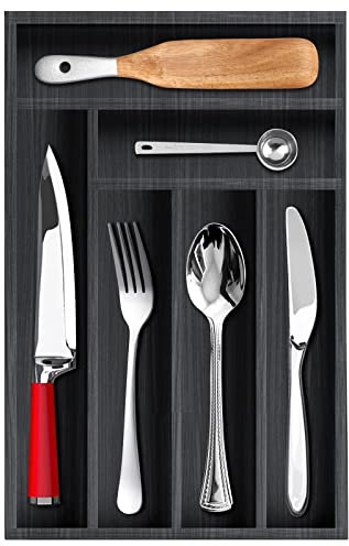 Wooden Cutlery Trays for Kitchen Drawers Divider Utensil Drawer Organiser Wood Flatware Silverware Organizer Tray Bamboo Cutlery Organiser in Drawer Knife and Fork Holder for Drawers Organizer Inserts