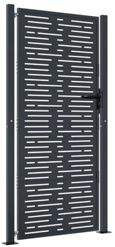 vidaXL Cancello Giardino Antracite 105x205 cm Acciaio Design Quadrato, cancello in Metallo, cancello da Giardino Anteriore, cancello da Giardino con Serratura