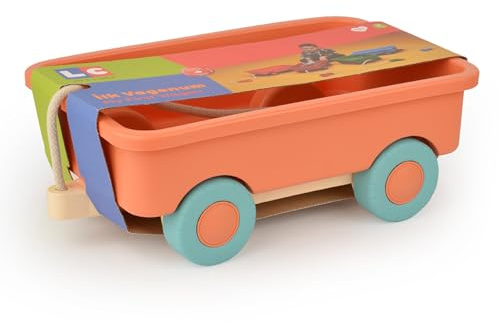 Leksaksvagn för barn | inomhus- och utomhusbruk, dragbar handvagn lämplig för barn från 2 år, trädgårds- och strandleksaker | Present till flickor och pojkar (lax)