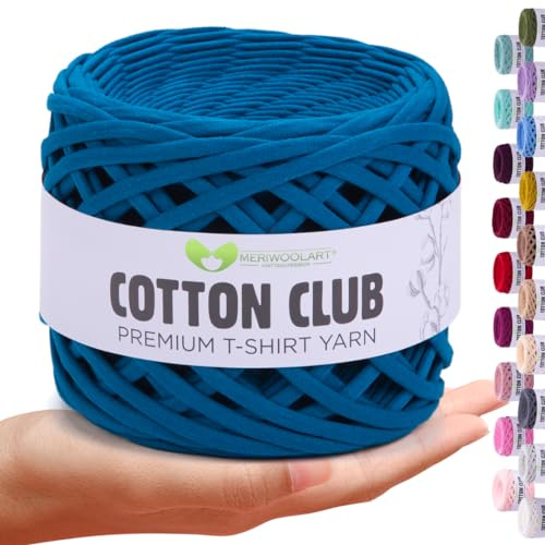 MeriWoolArt® Premium Baumwolle zum Häkeln und Makramee, 10 mm x 110 m Qualität Baumwollgarn, T-Shirt Garn für Handtasche, Teppiche, Pflanzenkörbe, Wurfkissen und Makramee-Wandbehang oder Geschenkband