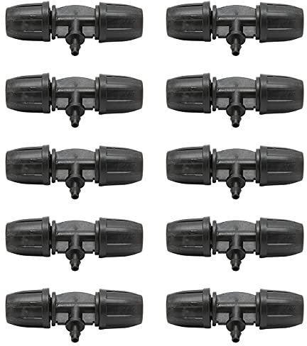 Tomotato 10 Pezzi T con Spinato, Connettore per Tubo per Irrigazione a Goccia da 8/11 a 4/7 con Spinato Bloccato Antigoccia per Irrigazione del Giardino