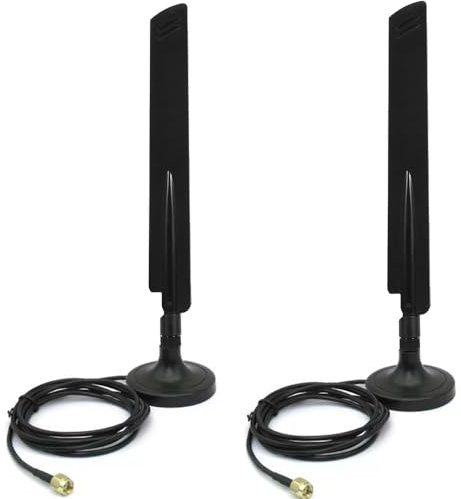 10dBi Dual Band WiFi 6E Antenna 6GHz 2.4GHz 5GHz RP-SMA Antennae with Extension Cable Magnetic Base for PC Desktop Computer PCI PCIe Bluetooth 6E Card Wireless Network Router