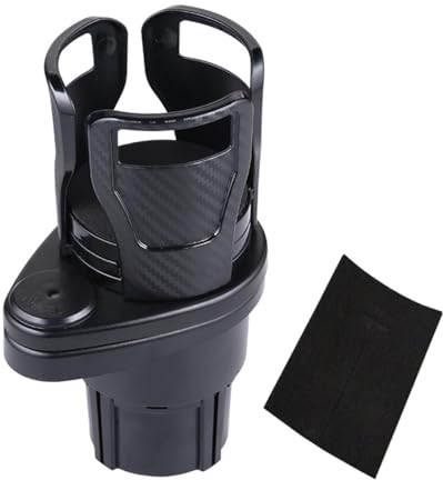 CGEAMDY Car Dual Cup Holder Adjustable, 360°rotating Car Coffee Drink Cup Holder Expander, 2 in 1 Multifunctional Car Cup Stand Expander for Cars, Water Coffee Cups(Carbon Fibre Black)