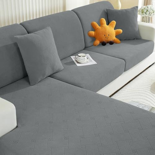 Ystyle Stretchigt Sofföverdrag, Kuddöverdrag, Elastiskt Pet Soff Cover Töjbart överdrag, Avtagbar Halkskydd kuddfodral Möbel, Sofföverkast överdrag för Kuddar (Chaiselongue, Ljusgrå)
