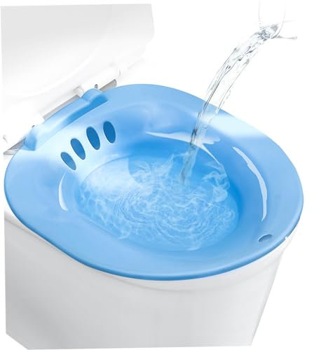 Baño para el inodoro, asiento portátil para hemorroides, baño de asiento después del parto, baños de asiento, bidé (azul)