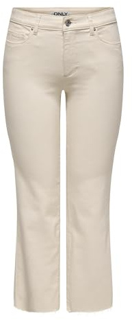 ONLY Onlann-Kenya MW CR AK FLA DNM Noos Flared Fit Jeans pour Femme avec Passants de Ceinture et Taille Moyenne, Ecru, M / 32L