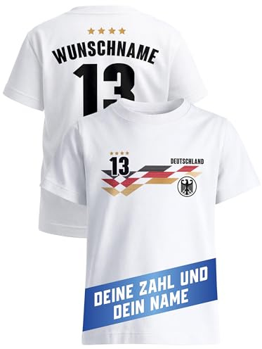MoonWorks® T-Shirt Kinder Deutschland Trikot WM Fußball-Sommer 2026 personalisiert mit Name Zahl Fußball Fanshirt Jungen MädchenGeschenk