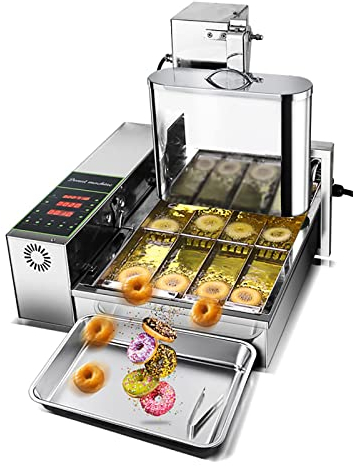YXFAZPP Automatic Donut Maker - Commercial Digital Donut Fryer with Adjustable Thickness, Stainless Steel 5.5L Hopper, 1750/hour
