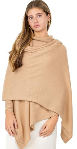 Velanio Cashmere Luxury Knitted Wrap Travel Shawl Scarf, Pashmina Stole, All-Season Scarf for Women Cashmere Wool Blend