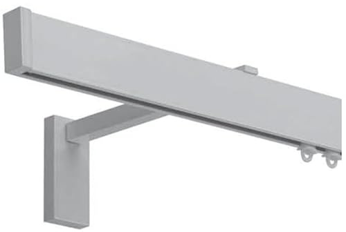 TENDE ARREDO TESSILE - Binario Tenda a Parete Scorrevole (154 cm) Zineffa per Tenda, Binario a Onda Decorativo in Alluminio con Tappi Terminali e Occhielli in PVC per Tende su Misura (Grigio)