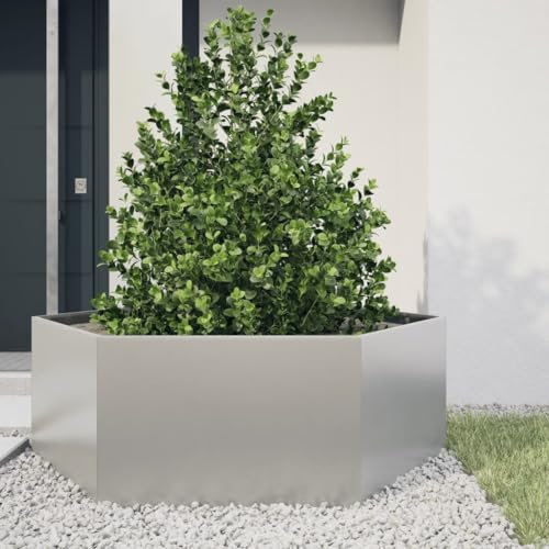 ShGaxin Pflanzkübel Sechseckig 138x120x45 Edelstahl, Blumentopf Gross, Blumenkasten Balkon, übertopf, Pflanzkasten, Flowerpot, Kräuterbeet Für Die Küche, Vertikalbeet - 851140