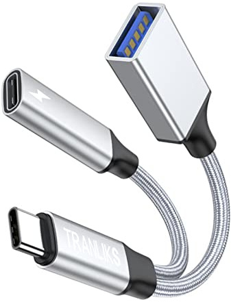 TRANLIKS USB C Splitter OTG, Adapter doppelstecker mit PD 60W Fast Charging mit Google tv. (Silber)