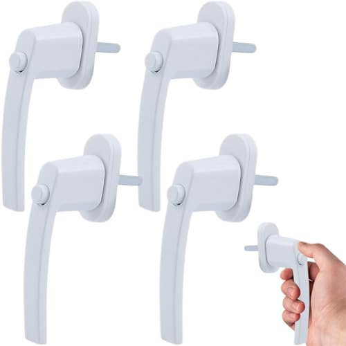 Fenstergriffe Abschliessbar Kindersicherung Balkontürgriff Weiß - 4 Stück Fenstersicherung Fenstergriff Schlüsselloses mit Druckknopf, 35mm langem Stift