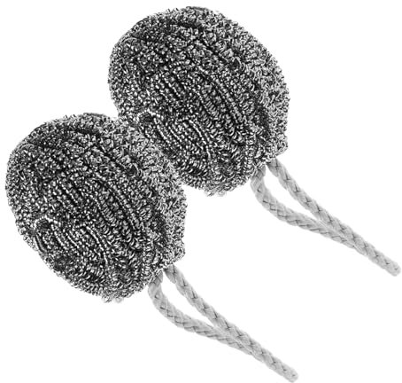 CATIEBYE 2pcs Kitchen Dish Scrubber Brush Stainless Steel Wire Ball Pan Scrubber Hanging Rope Dish Washing Tool