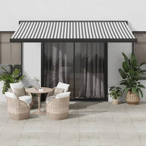 Gecheer Tenda da Sole Automatica e Retrattile da Parete, Patio e Veranda, Antracite e Bianco, 4x3 m