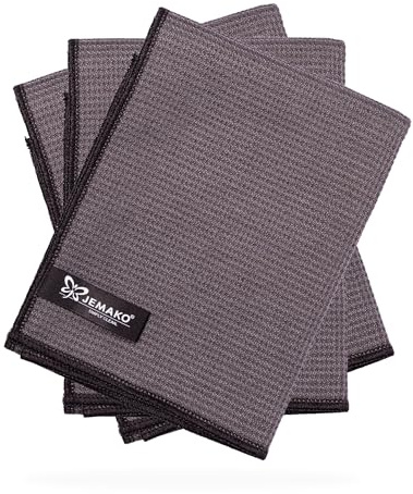 Jemako Trockentuch M 3er Set – Mikrofaser Trockentücher für streifenfreies Trocknen & Polieren – 60x45 cm – fusselfrei für Fenster, Auto, Spiegel, Glas, Edelstahl - Taupe