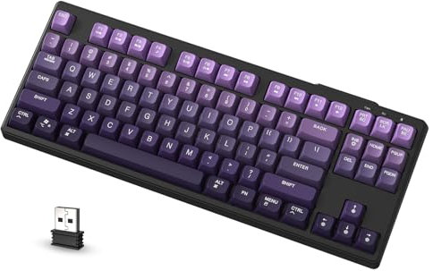 ATTACK SHARK X FREEWOLF M87 Tastiera da Gioco Wireless all'80%, TKL RGB Mechanical Feeling SA Tastiera PBT Bluetooth/2.4Ghz, Batteria da 4000 mAh per Mac/Win, Ufficio/Giochi, QWERTY - Sfumatura Viola