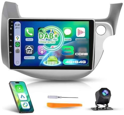 8Core 4G+64G DAB+ Car Radio Stereo for Honda Jazz(GE/GG) 2007-2013 5GWiFi | Hodozzy 10 1280P Touchscreen Radio with DSP Bluetooth5.0 Wireless Carplay Android Auto GPS FM/RDS SWC Reverse Camera