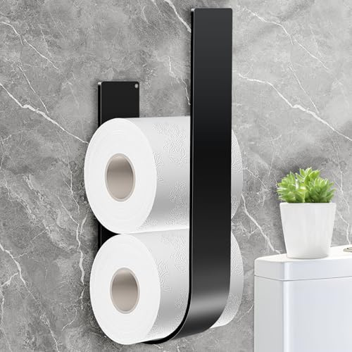 Toilettenpapier Aufbewahrung, Klopapier Aufbewahrung Schwarz, Toilettenpapierhalter ohne Bohren, Selbstklebend Toilettenpapierrollenhalter, Klorollenaufbewahrung Für 3 Rollen
