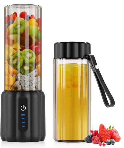 COKUNST Batidora Portátil, Mini Licuadora para Zumos y Batidos, 22000 RPM Trituradora de Alimentos con 6 Cuchillas, Vaso Exprimidor de 500 ml Tapa para Cocina, Deporte, Oficina