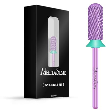 MelodySusie Nagelfräser Bits 3/32'', Kleinkaliber-Hartmetall Fräser Bits mit Glatter, Gerundeter Spitze für Schnelles Abtragen von Acryl/Hartgel, Nagelfräser Aufsätze für Maniküre/Pediküre (Lila)