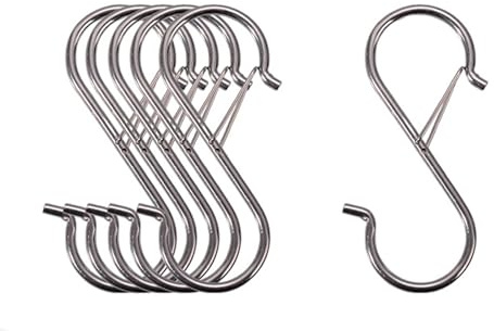 Yesmin 10 Pcs Safety Belt Buckle Design S-Shaped Hook,Used for Hanging Plants,Lights,Kitchen Utensils,Pots,Pans,Clothes,Towels-Silvery