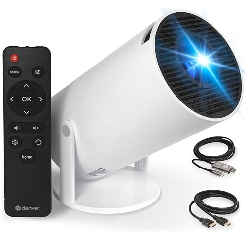 Denver PR-2500 Proyector LED HD 720p, 175 ANSI lúmenes, HDMI, USB-A, Bluetooth Audio, hasta 170”, Mando Incluido