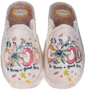 Biorelax Zapatillas de Casa para Mujer, Pantuflas Suaves con Diseño Floral, Interior de Felpa (Rosa, Mediano, Sistema tallas calzado EU, Adulto, Mujer, Números, mediano, 35)