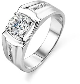 Stfery Siegelring Platin Herren, Eheringe mit Moissanit 1ct Echt Gold Schmuck Gr.67 (21.3)