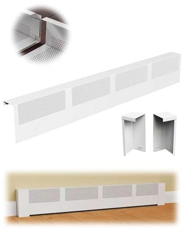 Baseboard Heater Covers, 4Ft DIY Size Baseboard Cover with Endcaps for Replacing Old Hydronic Hot-Water Baseboard Radiator Covers, Easy Slip-On and Rust Proof Baseboard Heat Front Cover for Home