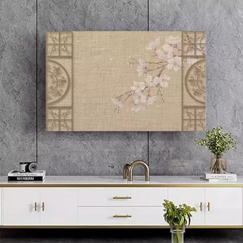 HSTANGKY Funda Antipolvo Para TV De 32 A 65 Pulgadas Para Interiores Protector De Pantalla Universal Estilo Chino Para Televisores LCD/LED Funda Para Televisor-flower||40-43inch