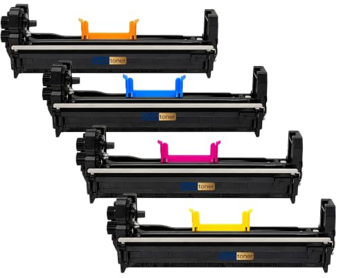 Pack 4 Tambours Image 46484108 46484107 46484106 46484105 46484104 46484103 46484102 46484101 Compatible pour OKI C532dn C542dn MC573dn Noir Cyan Magenta Jaune Haute capacité avec Puce 30000 Pages