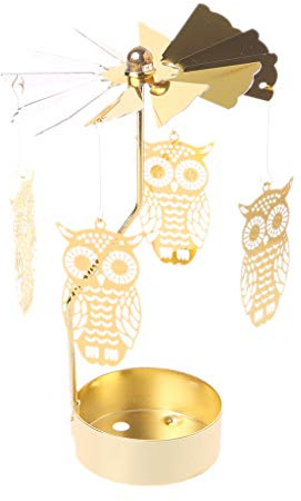jackyee doré Chandelier Rotatif - mystérieux Hibou O Filature Rotatif carrousel Bougie Chauffe-Plat Porte lumière Cadeau décoration de Mariage