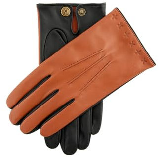 Herren The Suited Racer Touchscreen Dreipunkt-Lederhandschuhe, Braun / Schwarz, L