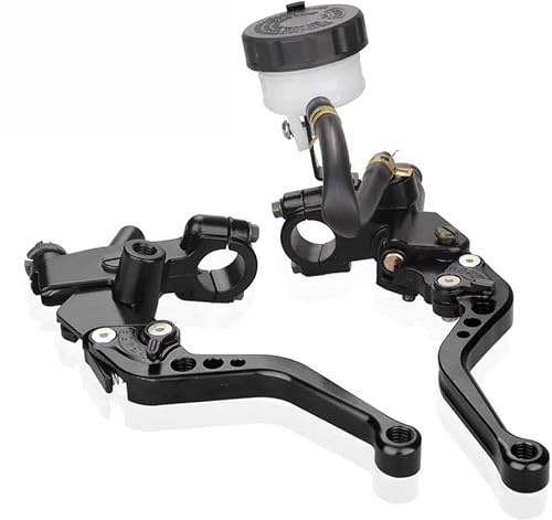 LKV Motorcycle Brake Clutch Pump Lever Set - 7/8 (22mm) Handlebar - w/Hydraulic Master Cylinder & Reservoir - Universal Fit for Honda, Yamaha, Kawasaki, Suzuki from 250CC to 500CC