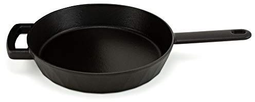 HearthStone Cookware - Sartén Diamond de Hierro Fundido Esmaltado, Negro Satinado, 24 cm. Para Todas las Superficies, incluyendo Inducción y Horno.