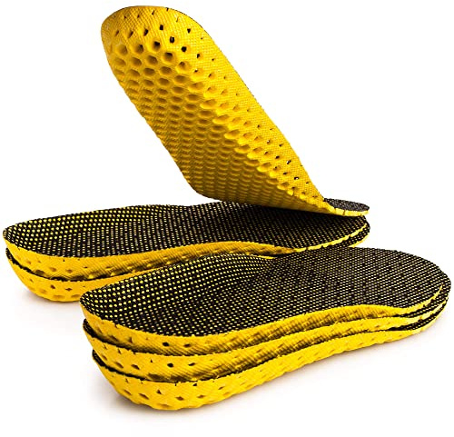 SULPO 3 Pairs Shock Absorbing Insoles for Fresh feet - Breathable Cushioning Inserts - Shoe Insoles Against Odour for Walking, Trekking, Running - Sports Insoles - Trimmable - M / 3 UK Y - 7 UK W