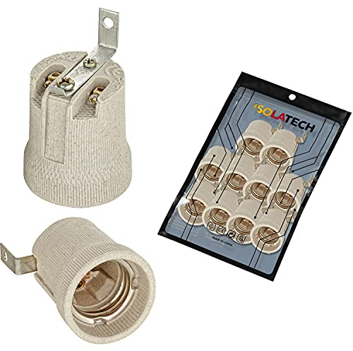 ISOLATECH 10x E27 grau Keramikfassung mit Befestigungswinkel max.250V/4A