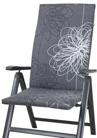KETTtex 0519 Auflage Hochlehner Korsika grau-silber gemustert 123x49x4 cm Sitzpolster