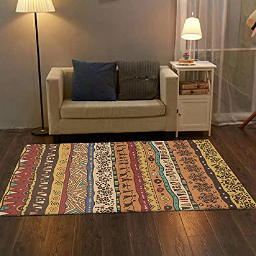 SRTJURFG Designer Teppich Wohnzimmerteppich Kurzflor Teppich Braune orange gelbe abstrakte Geometrie rutschfest Waschbar Einfach zu Säubern 120x160CM (3ft11 x5ft3)