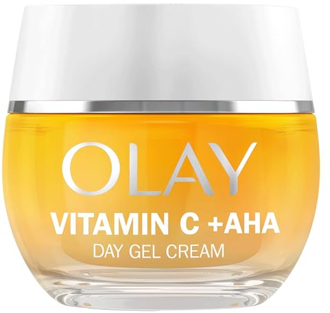 Olay Vitamin C +AHA Crema Facial De Día. Gel Hidratante, Iluminador y Antimanchas Con Vitamina C, AHA, Niacinamida Antiedad y Vitamina E. Unifica E Hidrata. No Graso, No Pegajoso. 50ml