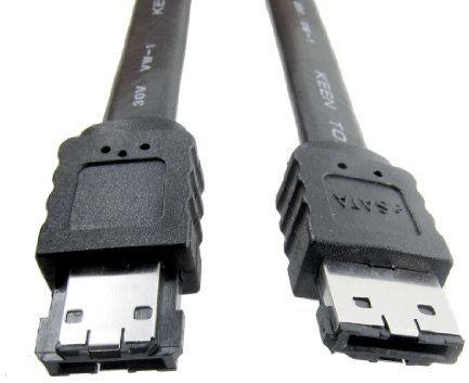 Ruilogod Negro 2M 6.6FT ESATA A ESATA Cable de cable externo de 7 clavijas