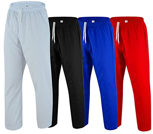 Regular Karate Pants 8oz Light Weight for MMA Martial Arts Kids Adults Unisex (White, 3)